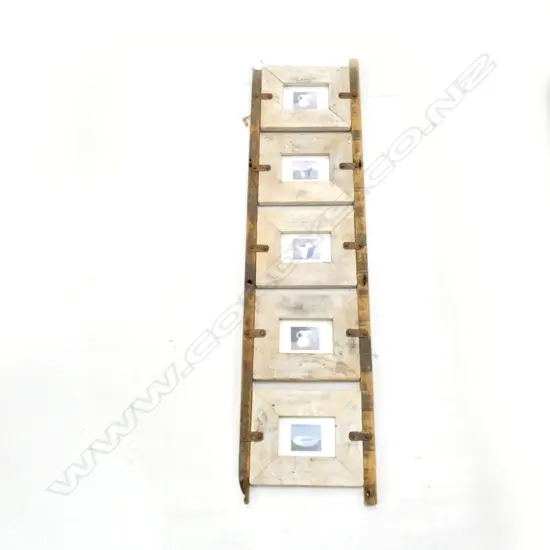 LARGE WOODEN FRAME w. 5 PRINTS 1110x275mm overall