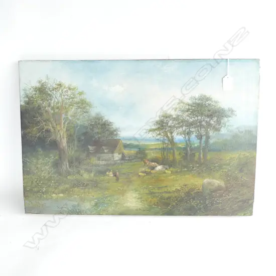 W. RICHARDS 19THC OIL PAINTING ENGLISH COUNTRY 400 x 610mm