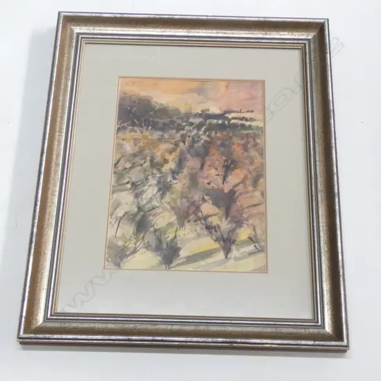 LES FINCH (AUST. b.1940-) 'APPLE ORCHARDS, HARCOURT, VICTORIA' WATERCOLOUR, SIGNED & DATED '82 360x260mm