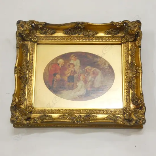 GILD & CARVED FRAME 300 X 345MM W CRACKLE GLAZE PRINT 