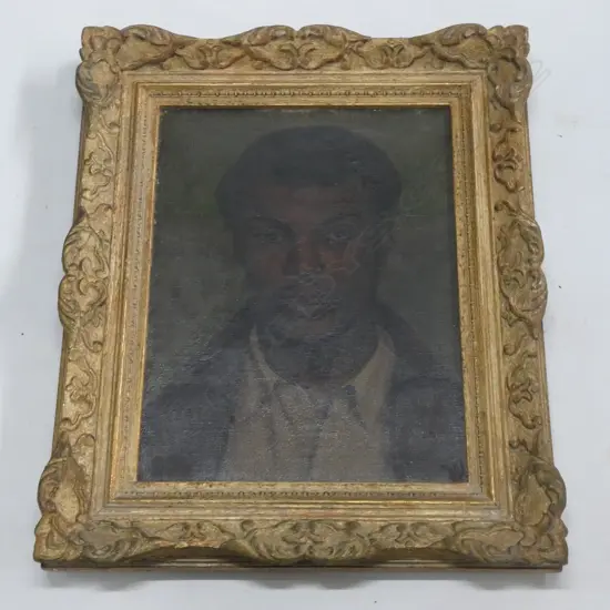 ARTIST UNKNOWN 20thC AFRICAN AMERICAN MAN OIL PORTRAIT 390x290mm