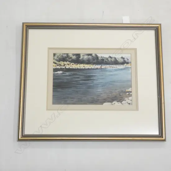 WATERCOLOUR 'TONGARIRO RIVER MAGIC' 'VAL RAYMOND'  260 X 175MM (16176)