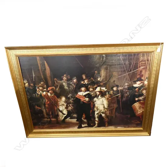 LG GILT FRAMED PRINT ON CANVAS 'THE NIGHT WATCH' 'REMBRANDT'