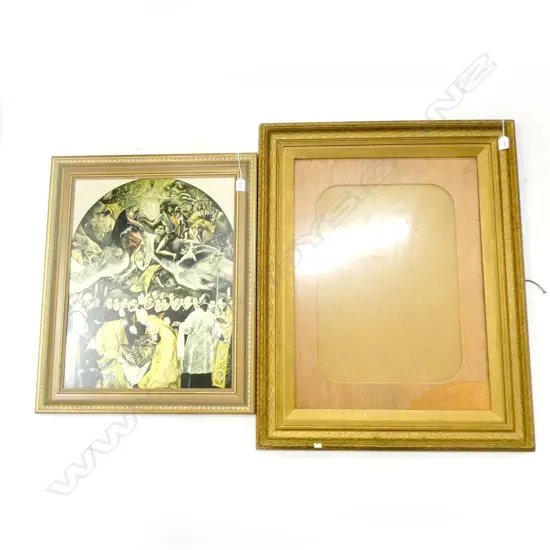 LG GILT FRAME (GLASS A/F) (870 X 700MM)& RELIGIOUS PRINT (450 X 570MM)