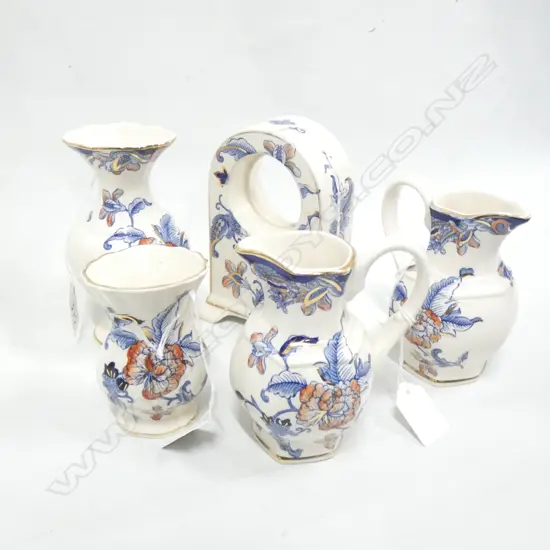 MASON IRONSTONE CLOCK CASE 2 JUGS & 2 VASES CATHAY PAT