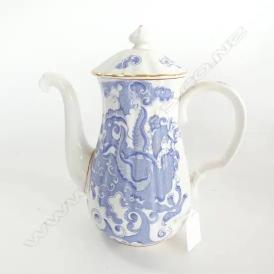 ROYAL WORCESTER BLUE & WHITE DRAGON DESIGN COFFEE POT H. 200MM  C1890? 