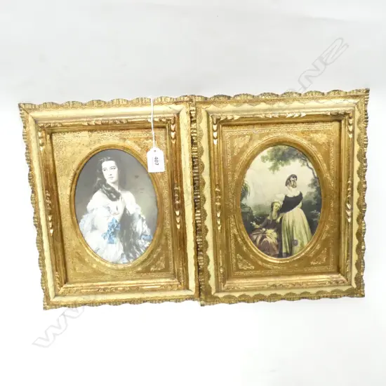 PR OF ITALIAN GILT FRAMED PORTRAITS H 310 MM