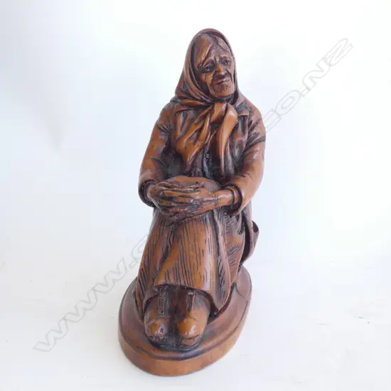 PLASTER OR RESIN PLASTER MAORI 'KUIA' BY ALLAN DAVEY & CO H. 230MM