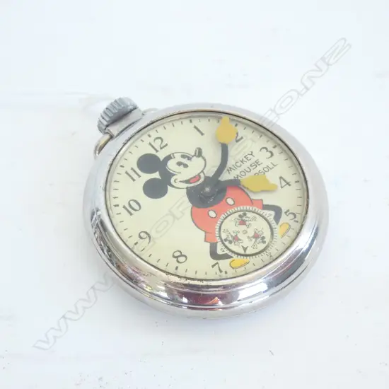 OLD DISNEY MICKEY MOUSE 'INGERSOLL' POCKET WATCH NOT WORKING