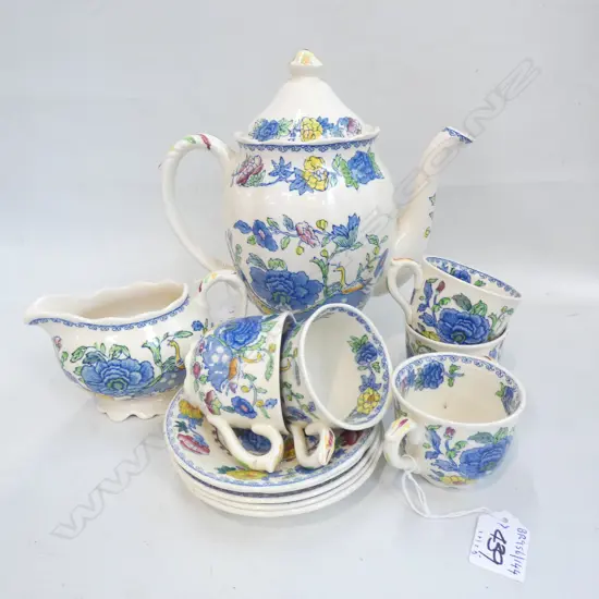 MASON IRONSTONE COFFEE POT CREAM JUG & 5C/S  REGENCY PAT