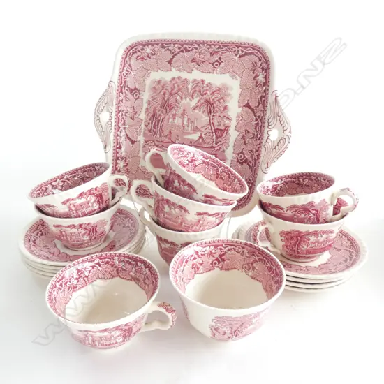 MASON IRONSTONE RED VISTA 9C/S & SANDWICH PLATE