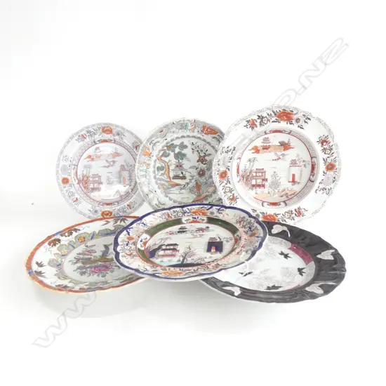 MASON IRONSTONE 6 ANTIQUE VARIOUS PAT PLATES