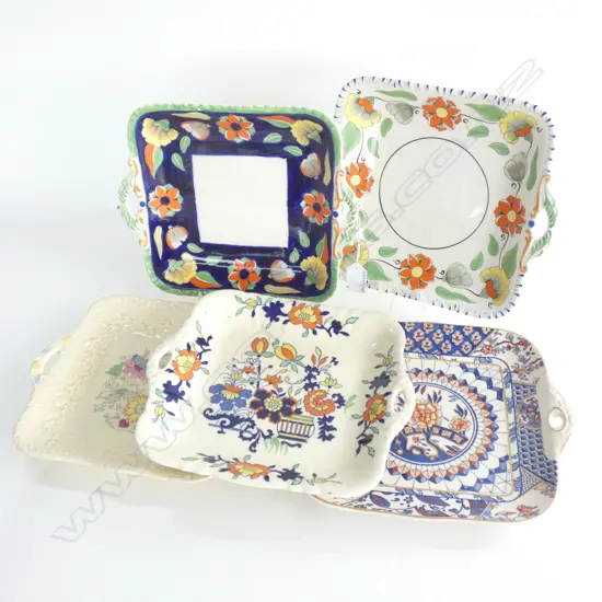 MASON IRONSTONE 5 2 HANDLED PLATES MIXED PATS