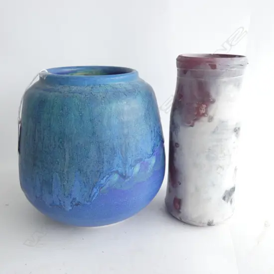 TWO SIGNED POTTERY VASES - TALLEST H. 195MM