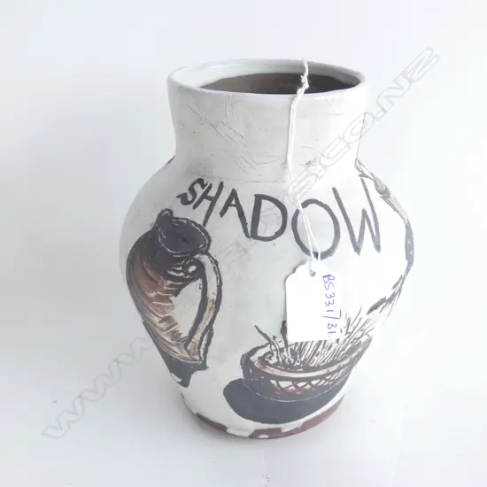 ARTIST POTTER UNKNOWN 'DOG SHADOW' VASE AF FIRING FAULTS H.190mm