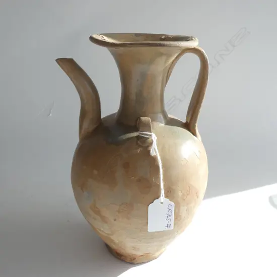 CHINESE TANG STYLE GLAZED POTTERY EWER H.250MM