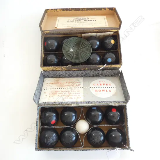 BOXES OLD B & A CARPET BOWLS SETS