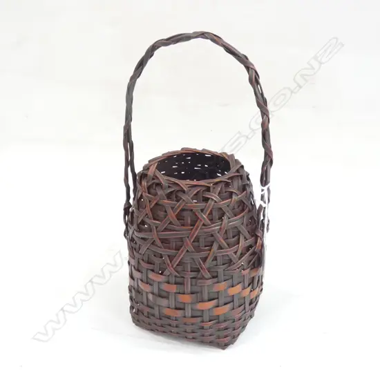 19TH C JAPANESE WOVEN BAMBOO IKEBANA BASKET H290 D150mm