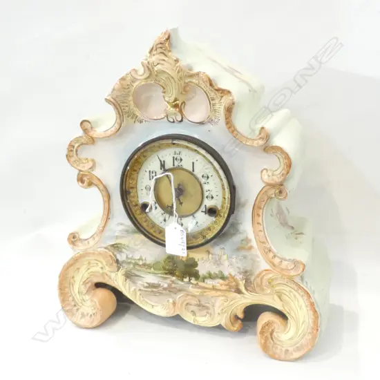 CERAMIC VICTORIAN MANTLE CLOCK H.335mm