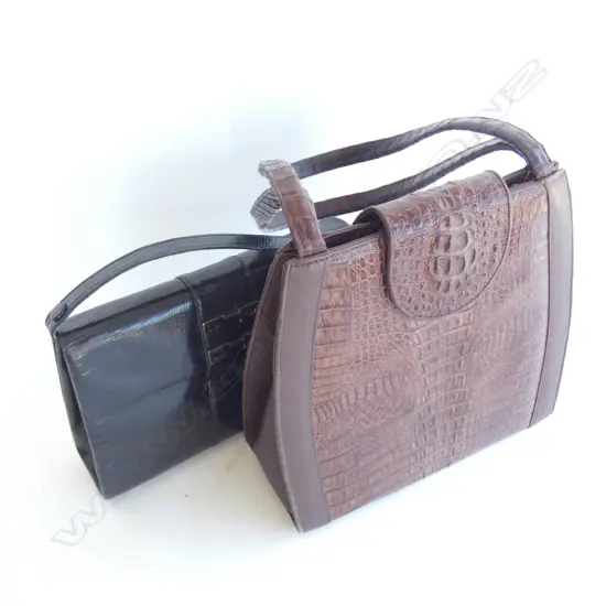 2 VINTAGE HAND BAGS; CROCODILE & EEL