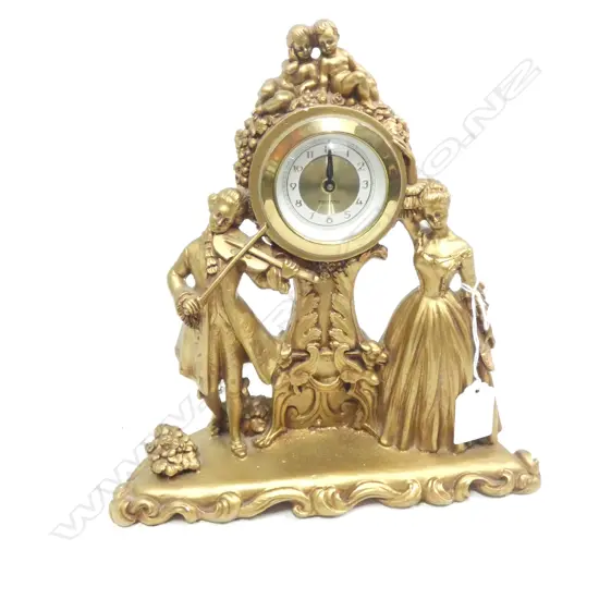 GERMAN G RUGGERI GILDED MANTLE CLOCK H. 250 L 240MM