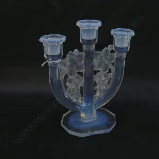 BAROLAC FRENCH ART DECO OPALESCENT GLASS CANDLEABRA