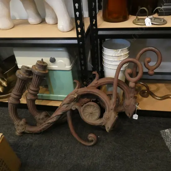 PR OLD FRENCH CAST IRON STREET LAMP FIXTURES L 710MM