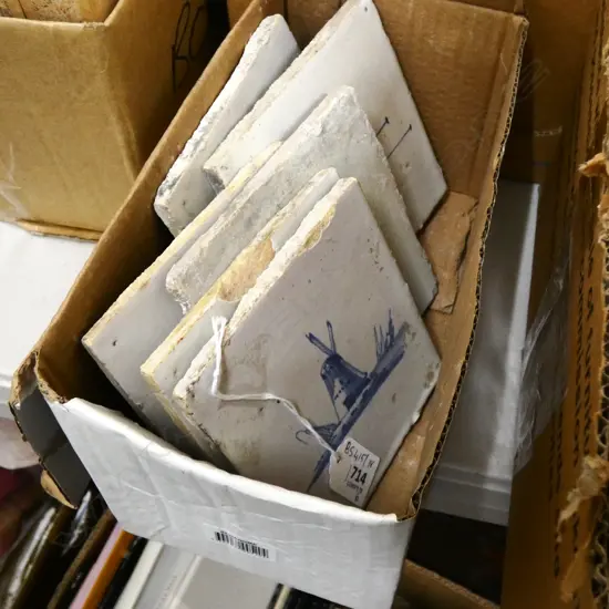 6 ANTIQUE DELFT TILES 125mm sq