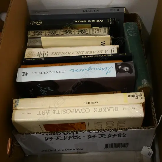 BOX LOT BOOKS; WILLIAM BLAKE ETC