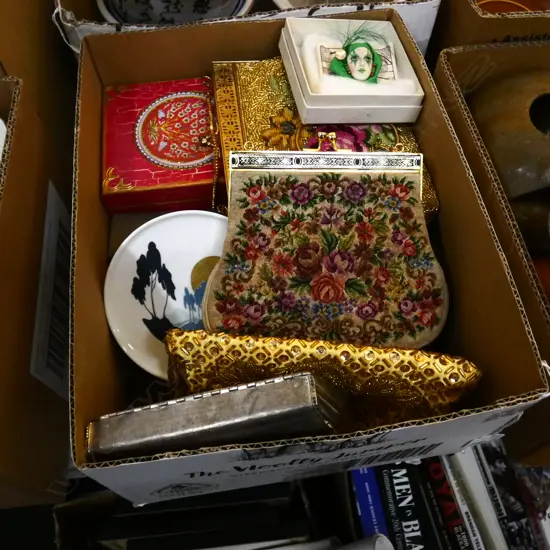 VINTAGE SEQUIN PURSES & BOXES ETC