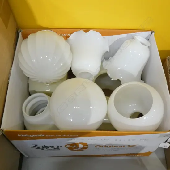 BOX LOT ASST. WHITE VINTAGE LIGHT SHADES