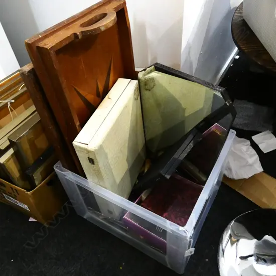 BOX LOT ASST. CUTLERY; 'BONE' HANDLES & TRAYS ETC