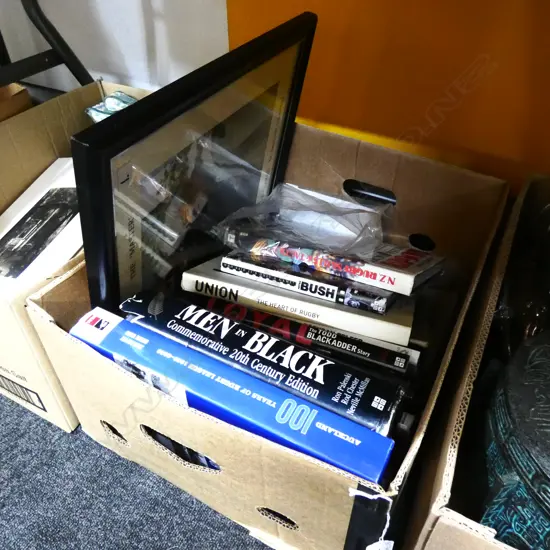 BOX LOT RUGBY INTEREST BOOKS ETC