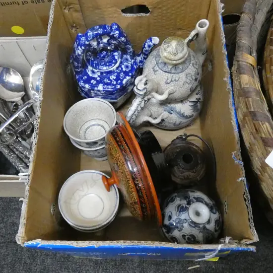 BOX ORIENTAL PORCELAIN ETC..