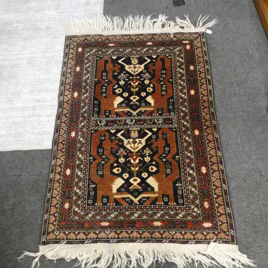 HAND KNOTTED PERSIAN WOOL FRINGED RUG 960 X 1560MM