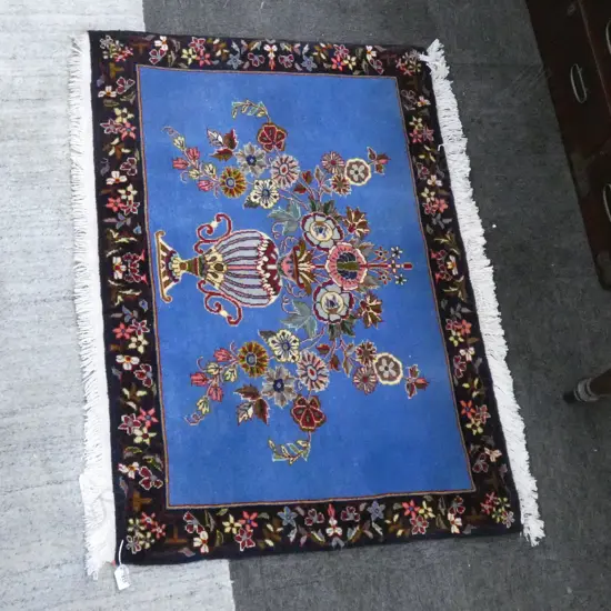 #221G PERSIAN KASHAN HAND KNOTTED RUG 99 X 70 CM