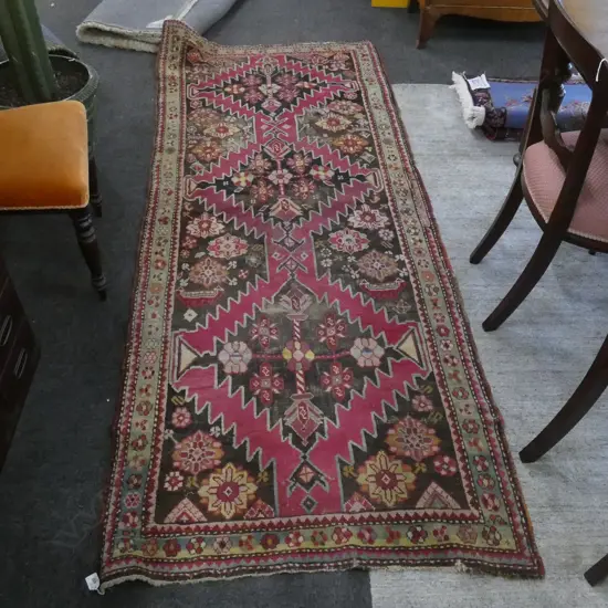 HAND KNOTTED ALL WOOL RUG 2500x1000mm  AF SOME WEAR