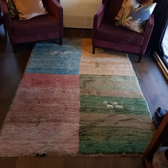 HAND KNOTTED ALL WOOL GABBEH RUG...