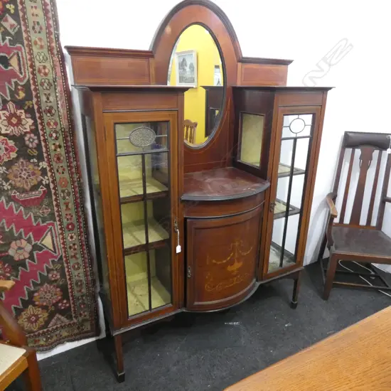 SHERATON REVIVAL INLAID MAHOGANY CHINA CABINET...
