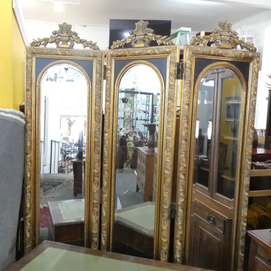 GILDED 3 PANEL MIRROR SCREEN 2150x520mm