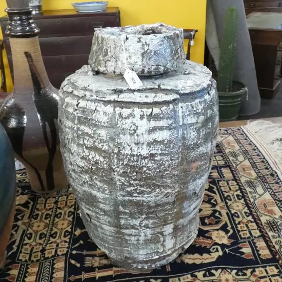 LARGE JAPANESE SHIGARAKI STYLE HEAVY FLOOR VASE H.520mm