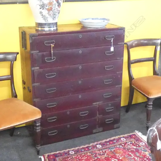 KYOTO 60’S RED LACQUERED CEDAR KIMONO CHEST W/KEY H1025 W895 D402