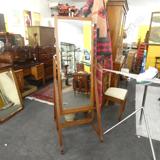 LG WOODEN FREE STANDING MIRROR ON CASTORS H 1700 W 615MM