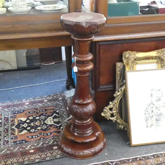 CARVED WOODEN POT STAND H. 970MM