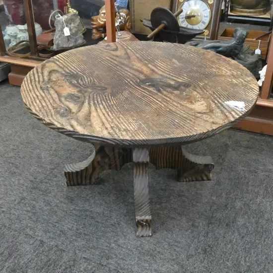 OLD WOODEN COFFEE TABLE DIA 600MM