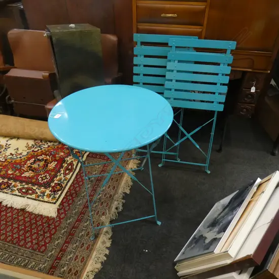 3 PCE AQUA METAL PATIO SET