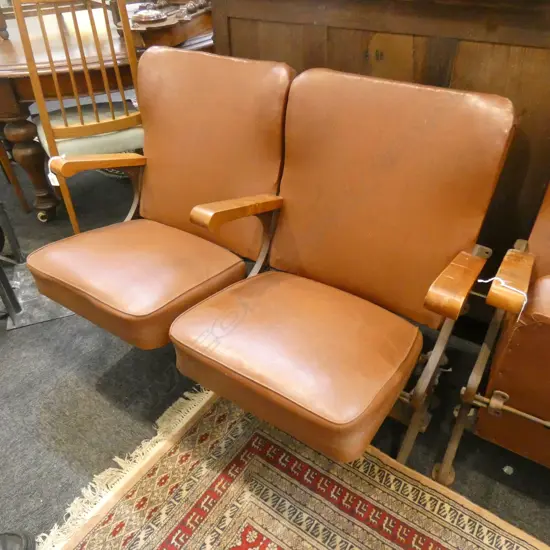 VINTAGE MOVIE CINEMA FOLD DOWN VINYL SEATS W.1075mm...