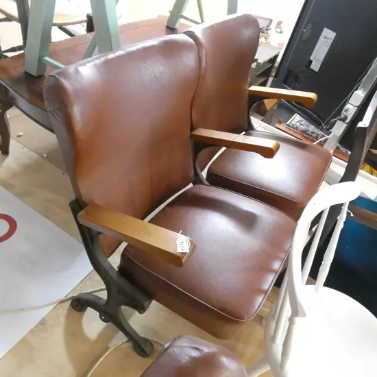 VINTAGE MOVIE CINEMA FOLD DOWN VINYL SEATS W.1075mm...
