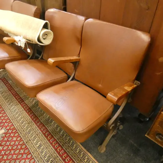 VINTAGE MOVIE CINEMA FOLD DOWN VINYL SEATS W.1075mm...