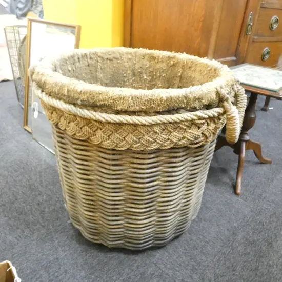 LARGE WOVEN CANE BASKET 560mm 570mm dia